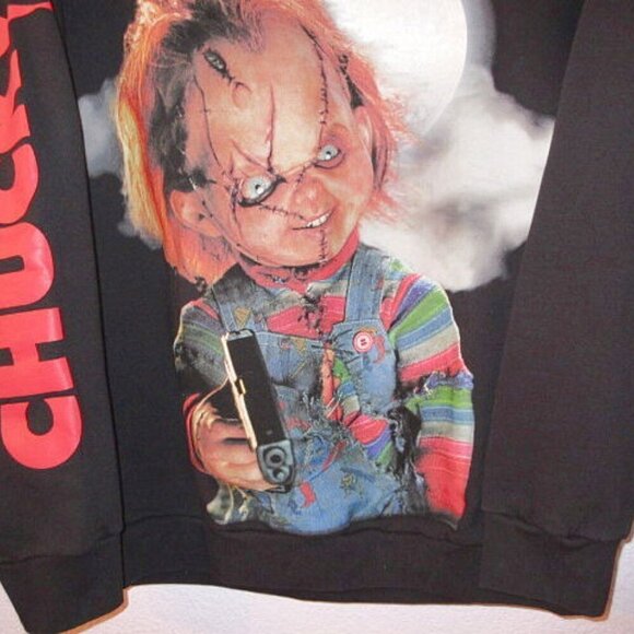 Shoe Palace Chucky Graphic Sweatshirt Size L Killer 2 Side Horror Goth Halloween - Picture 5 of 13